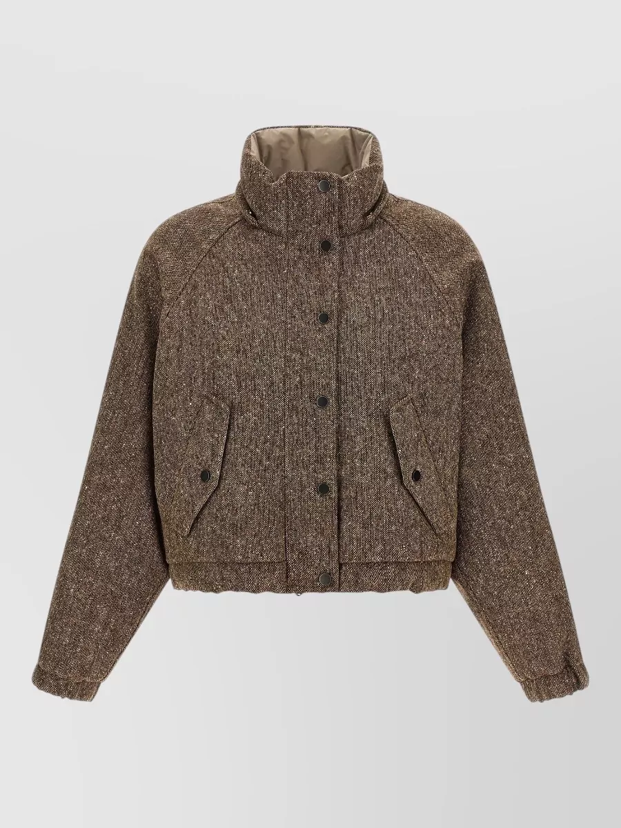 Brunello Cucinelli Virgin Wool Down Tweed Oversized Puffer Jacket