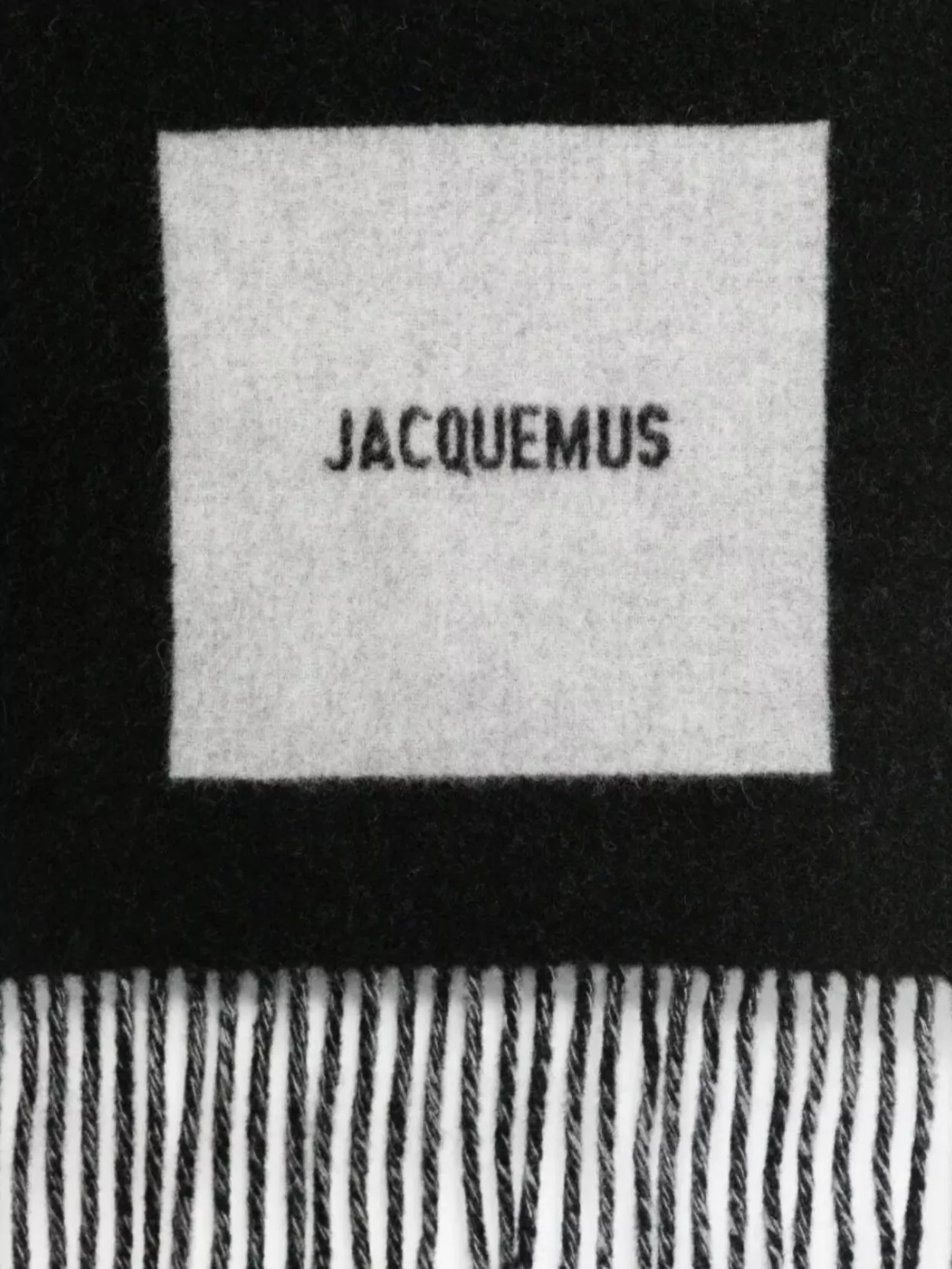 Jacquemus Frayed Fringe Rectangular Scarf In Black