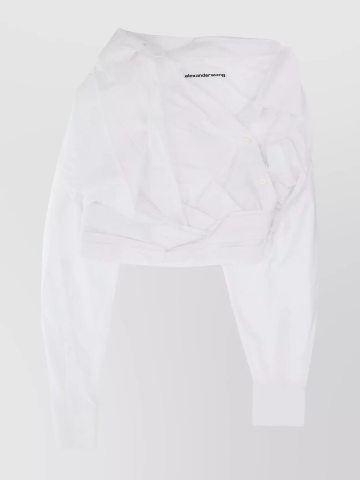 Shop Alexander Wang Wrapped Front Cropped Shirt With Button Cuffs