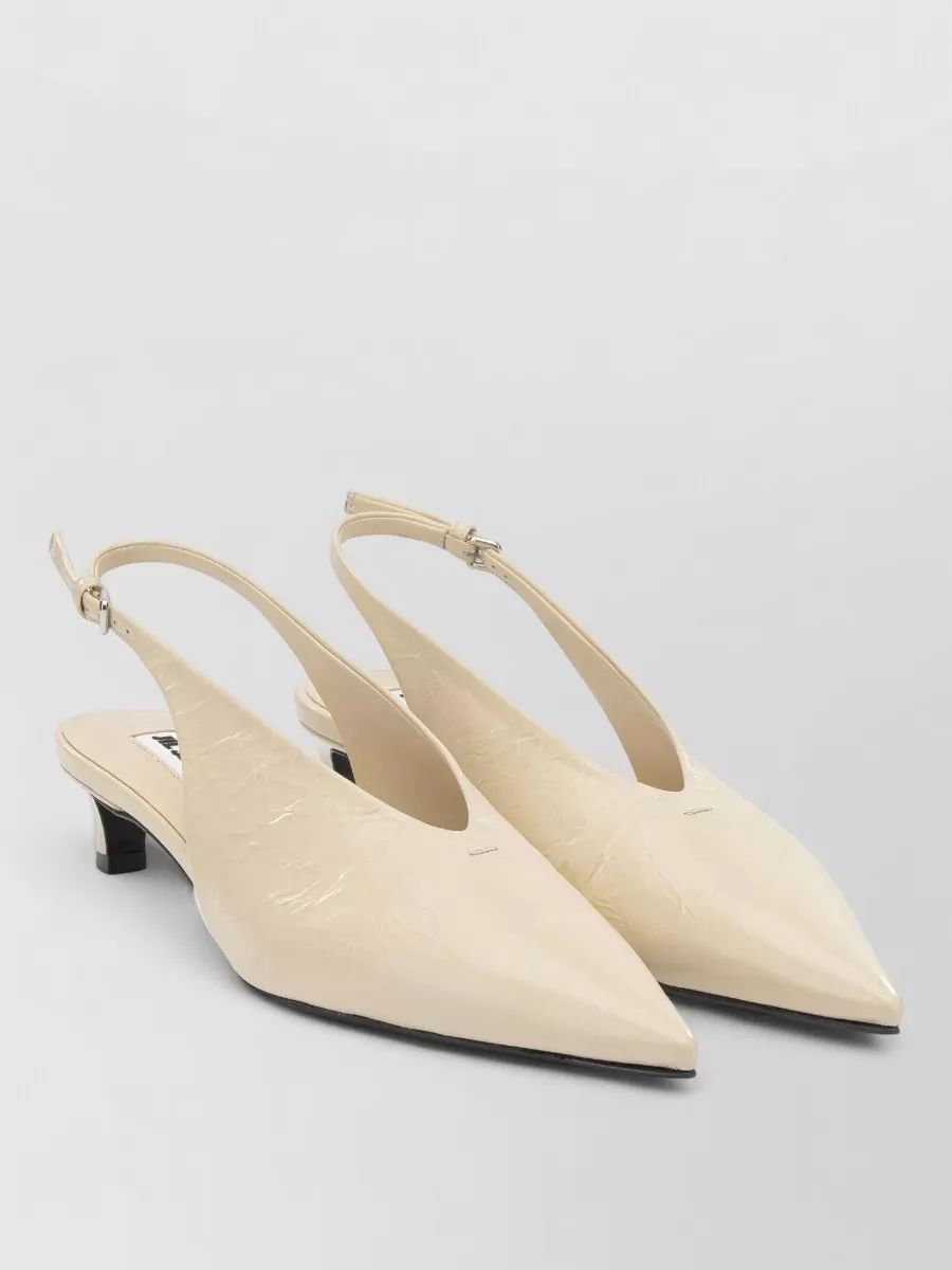 Jil Sander Crackled Leather Slingback Pumps