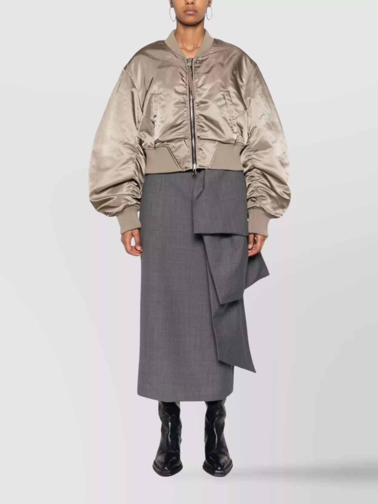 Agolde Satin Finish Bomber Jacket With Ribbed Hem In Multi