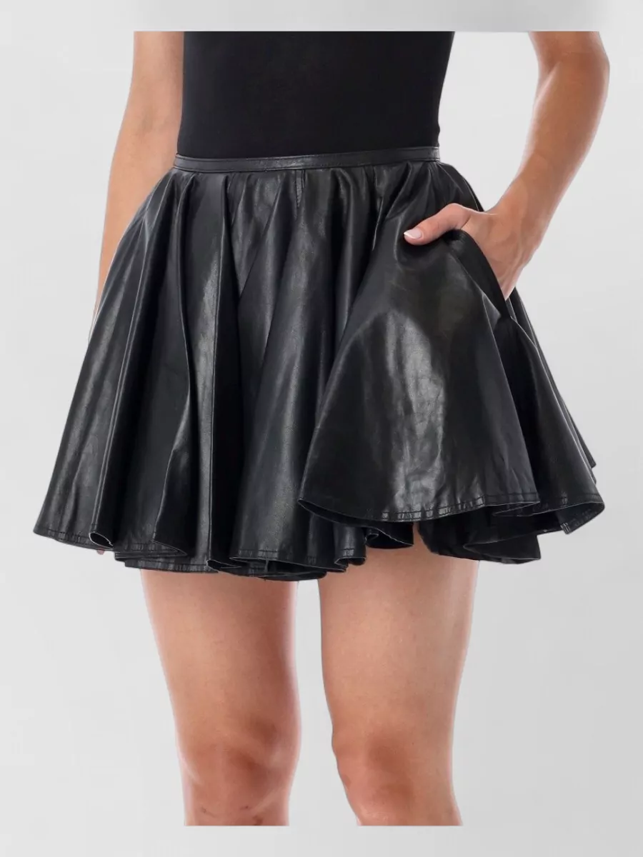 Haikure Leather Ziggy Wide Mini Skirt