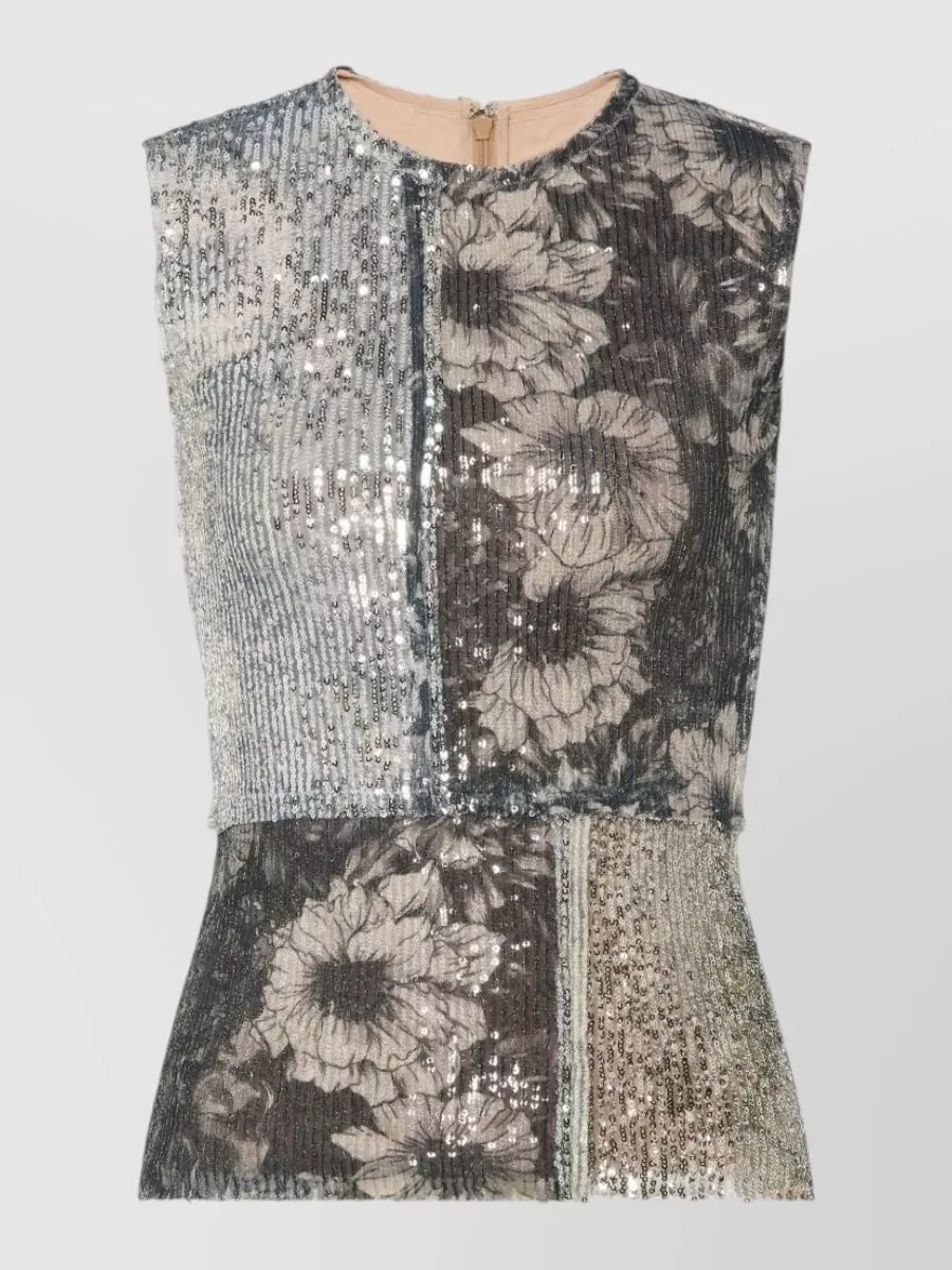 Maison Margiela Floral sequin sleeveless top
