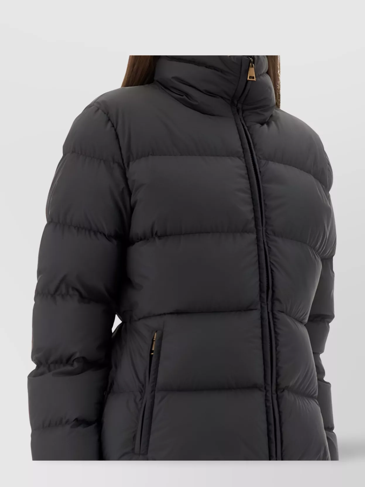 Moncler Short Puffer Jacket High Collar In Black