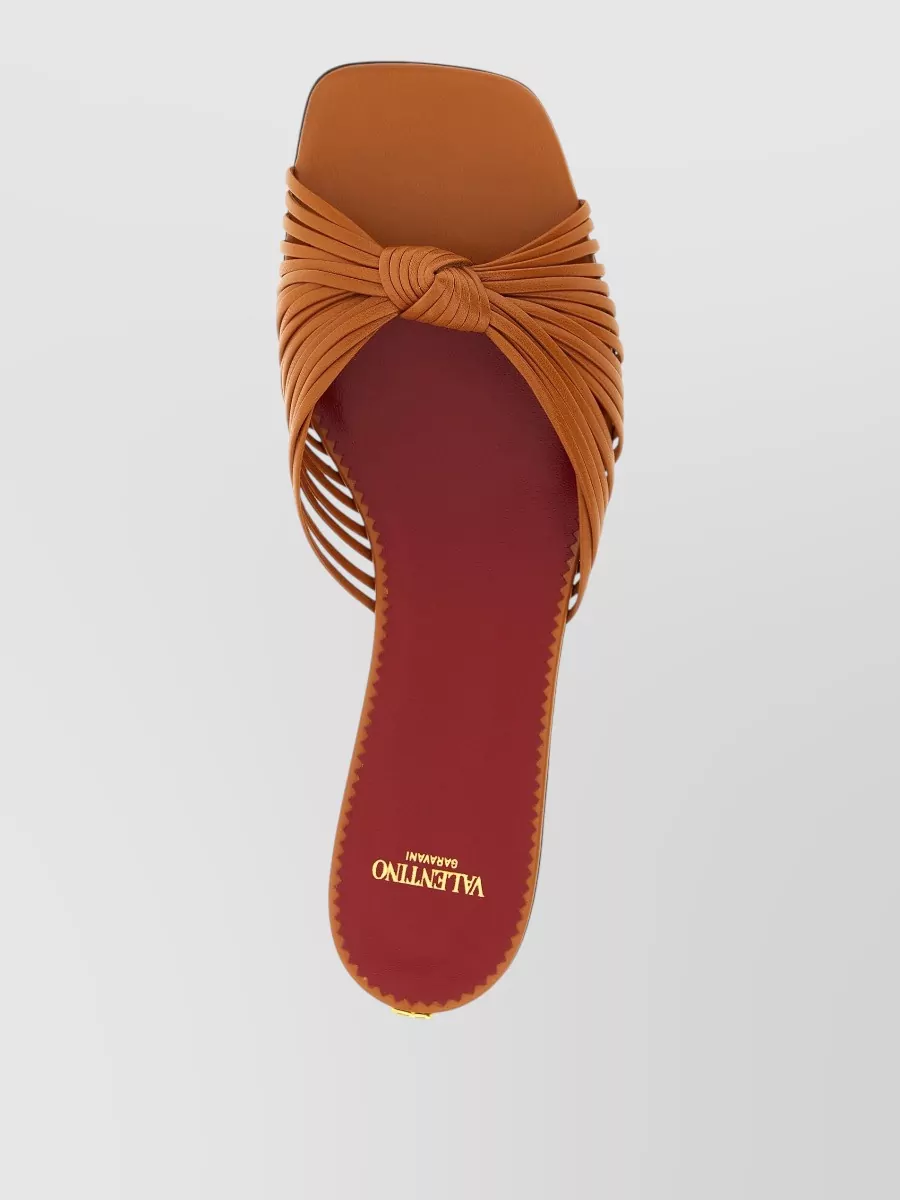 Valentino Garavani Leather Knot-Detail Slides