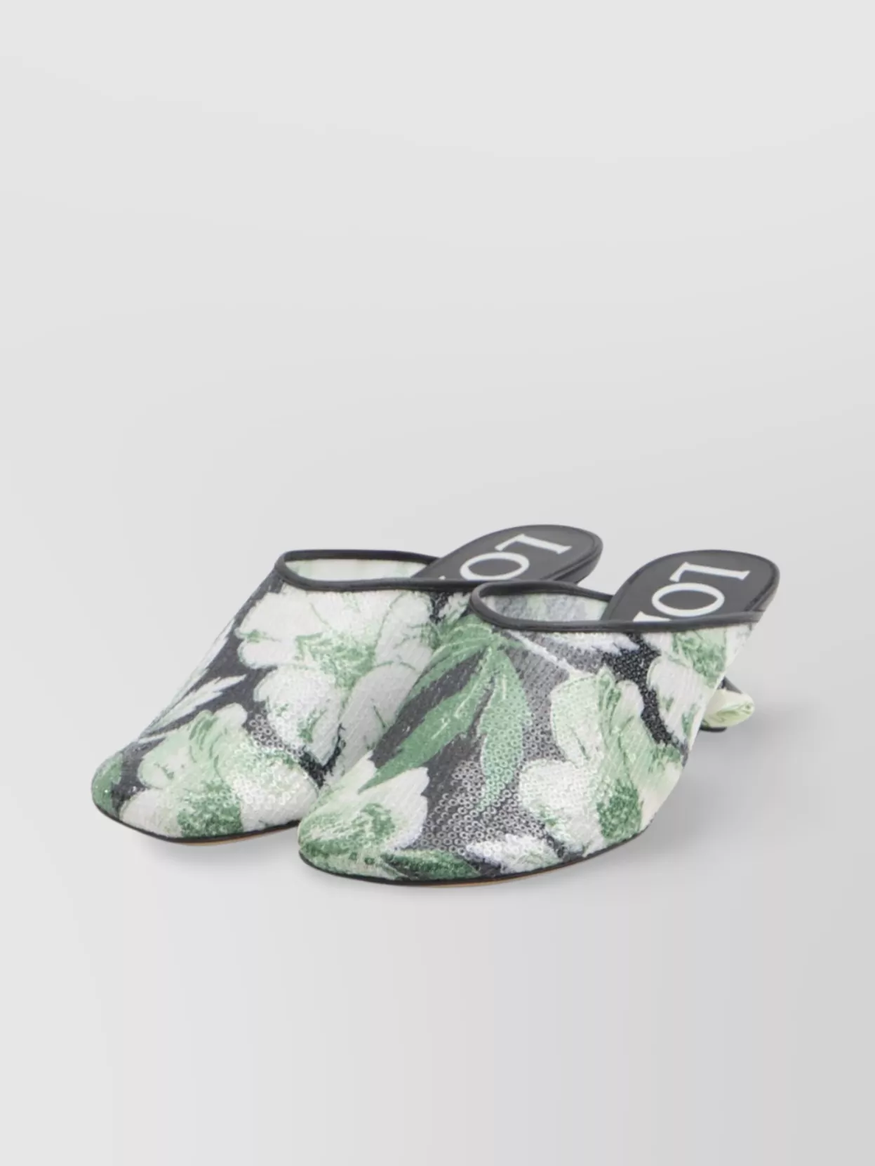 Loewe Sequined Floral Mesh Mules