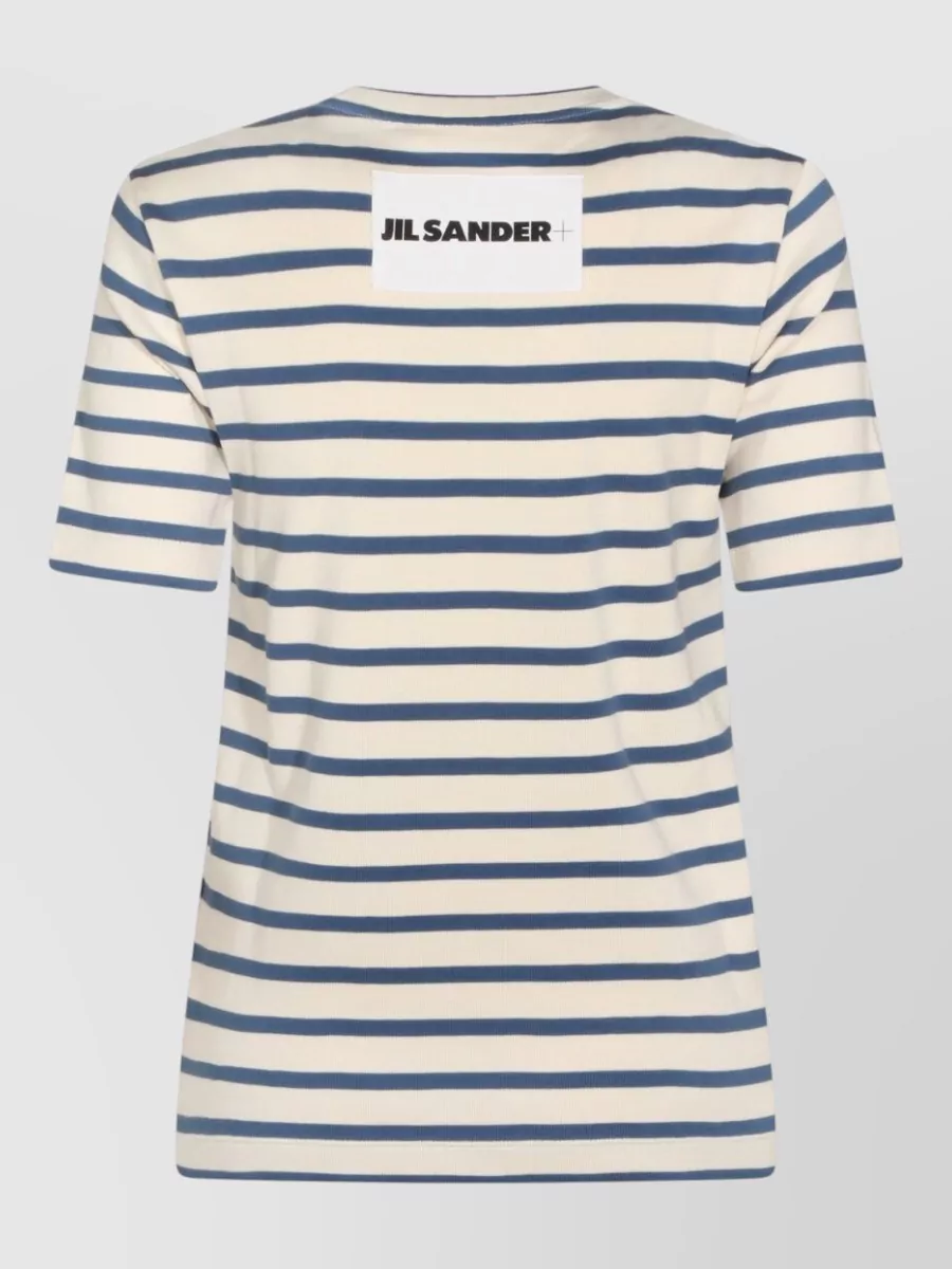 Jil Sander Crew Neck Striped Top Short Sleeves
