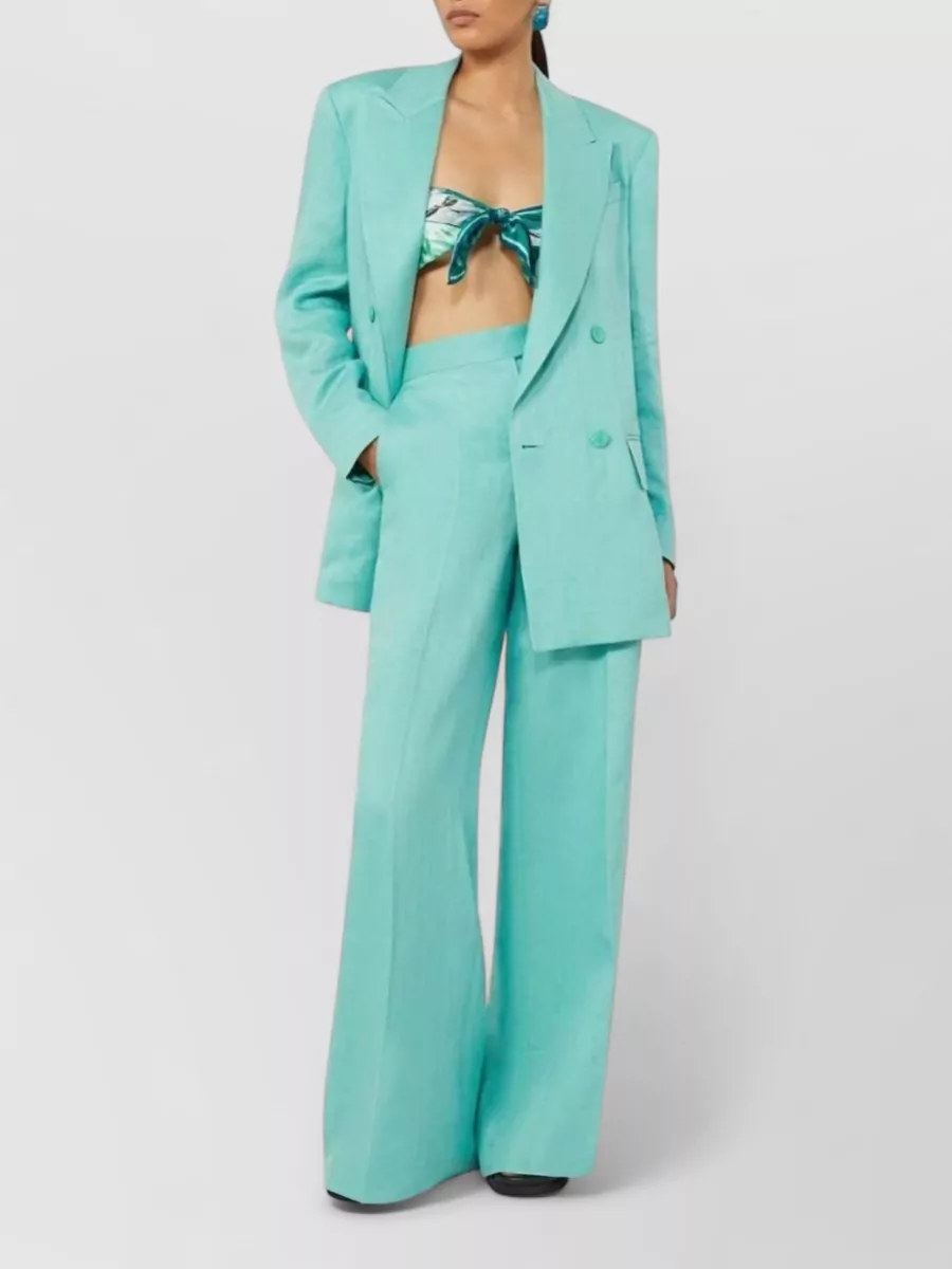 Max Mara Linen Chevron Double-Breasted Blazer