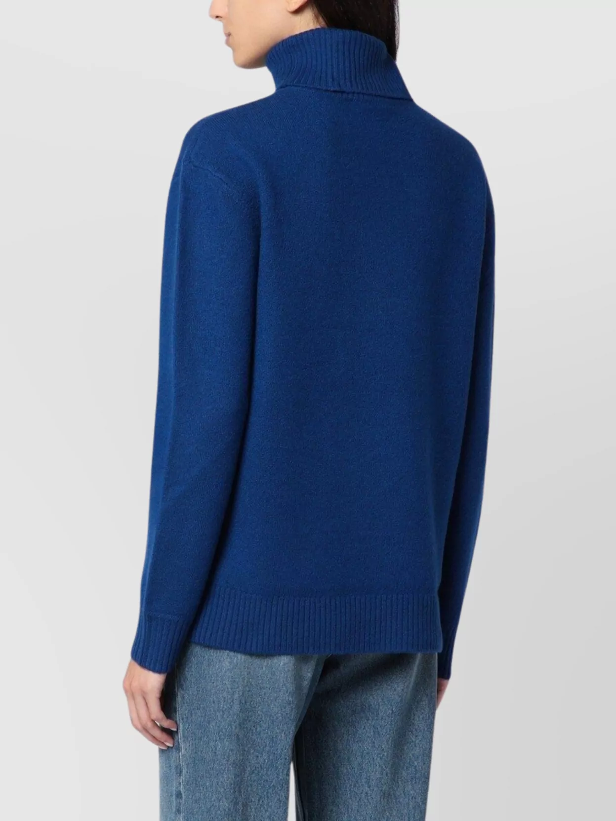 Apc Wool Turtleneck Sweater With Ribbed Cuffs And Hem In Blue