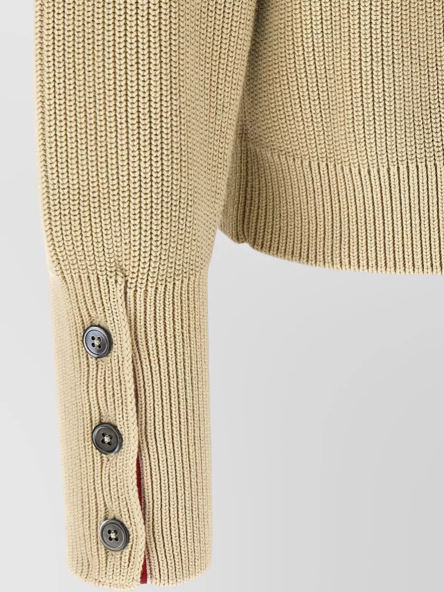 Thom Browne Knit Cardigan Stripe Detail V Neckline