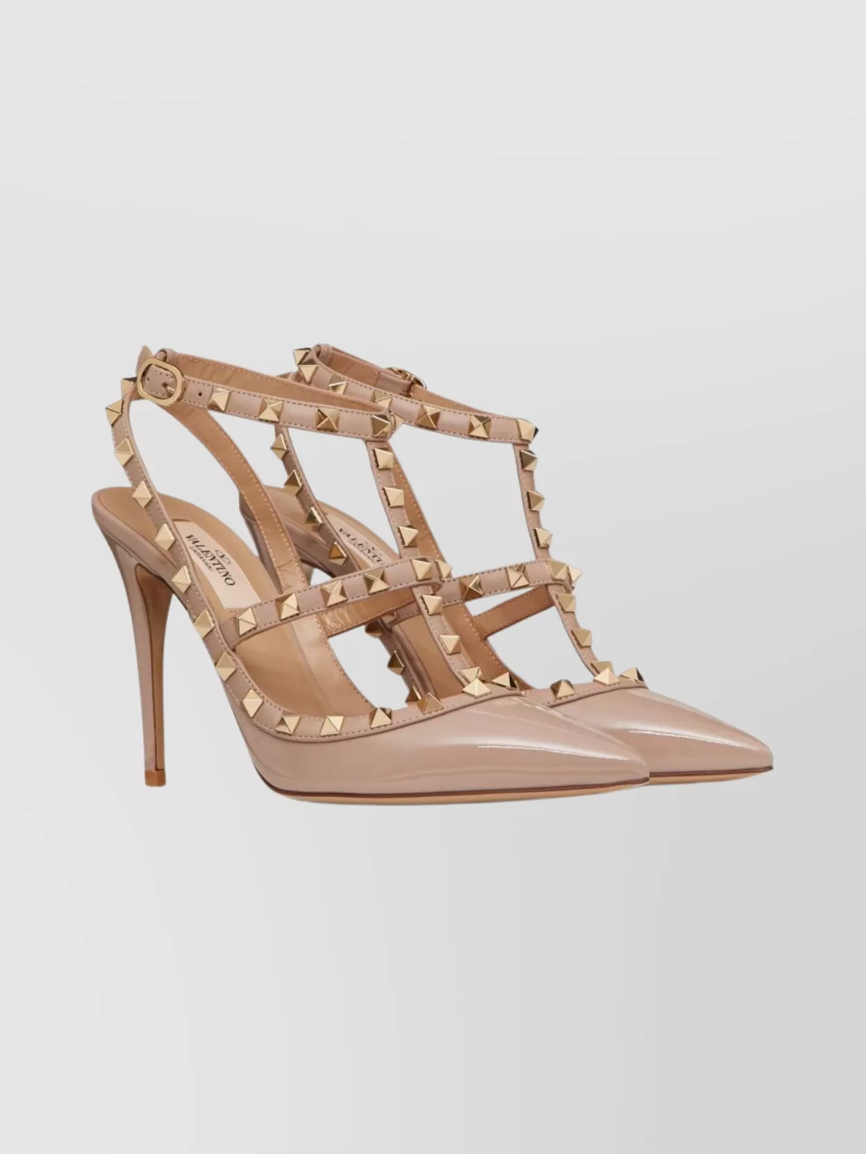 Valentino Garavani Pointed Toe Patent Pumps With Studded Detail