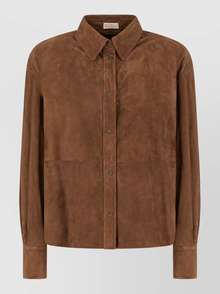 Brunello Cucinelli leather single-breasted coat