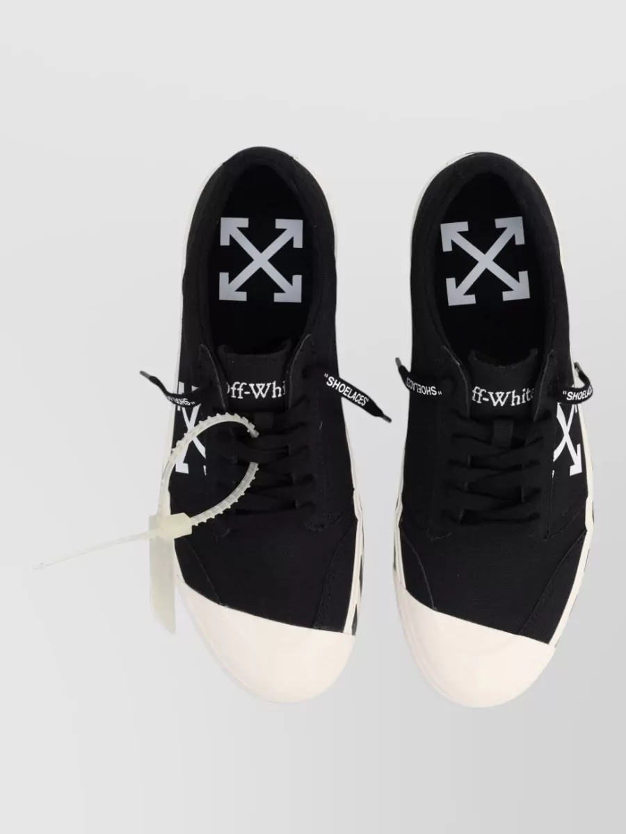 Off-White Canvas Lace-Up Sneakers