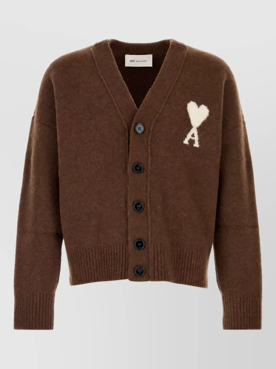 Ami Paris alpaca blend crewneck cardigan