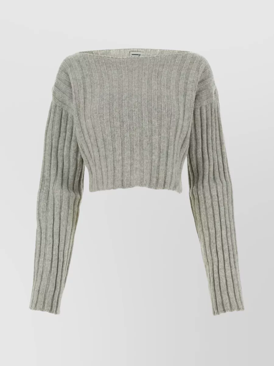 Shop Baserange Wool Blend Cropped Sweater In Grey