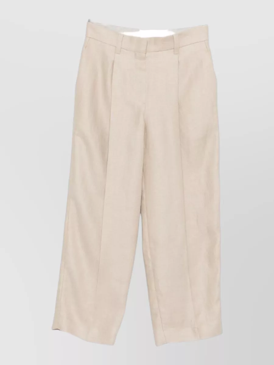 Brunello Cucinelli linen cropped wide-leg pleated trousers