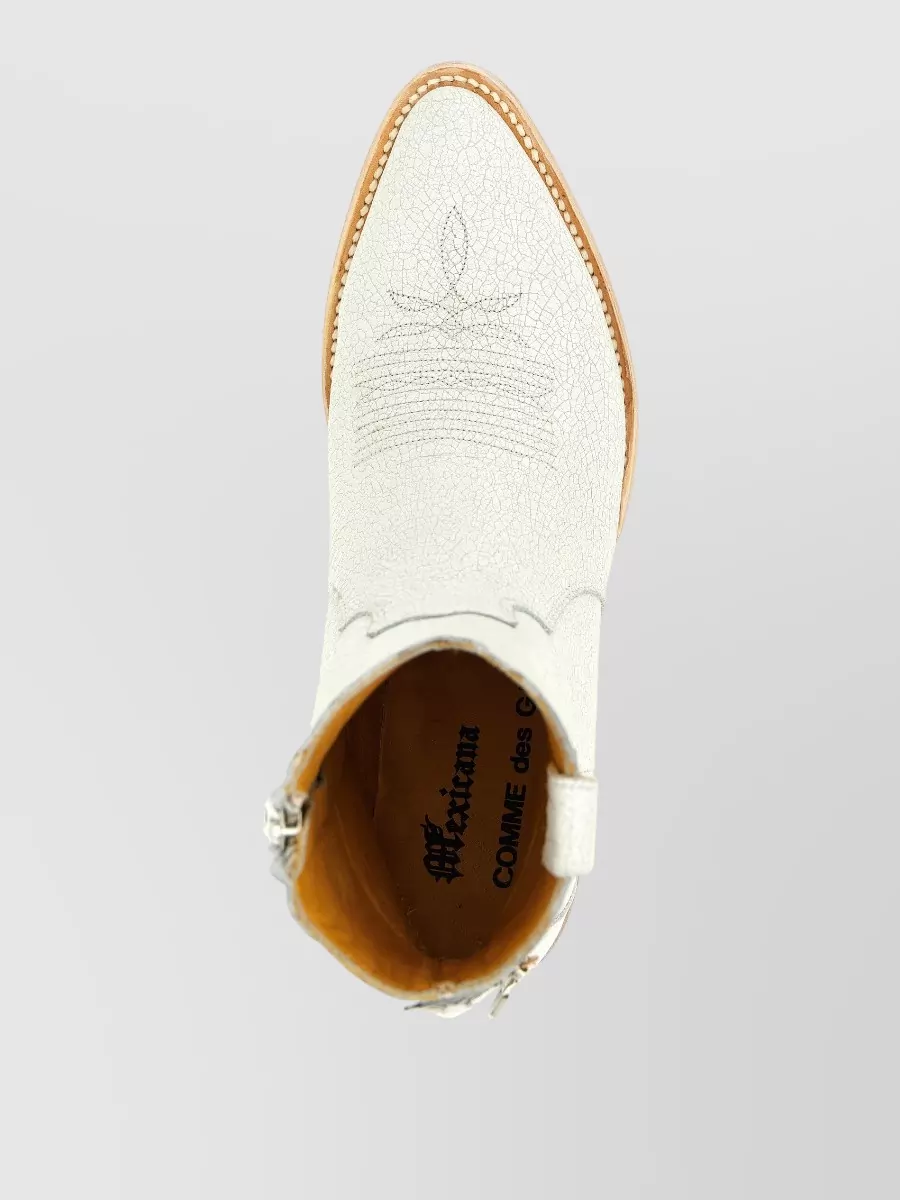 Comme Des Garçons Leather Embroidered Ankle Boots