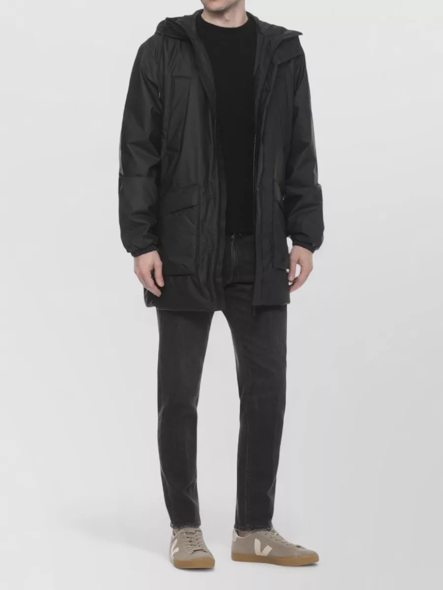 Rains Hooded Raincoat High Neck Elastic Cuffs