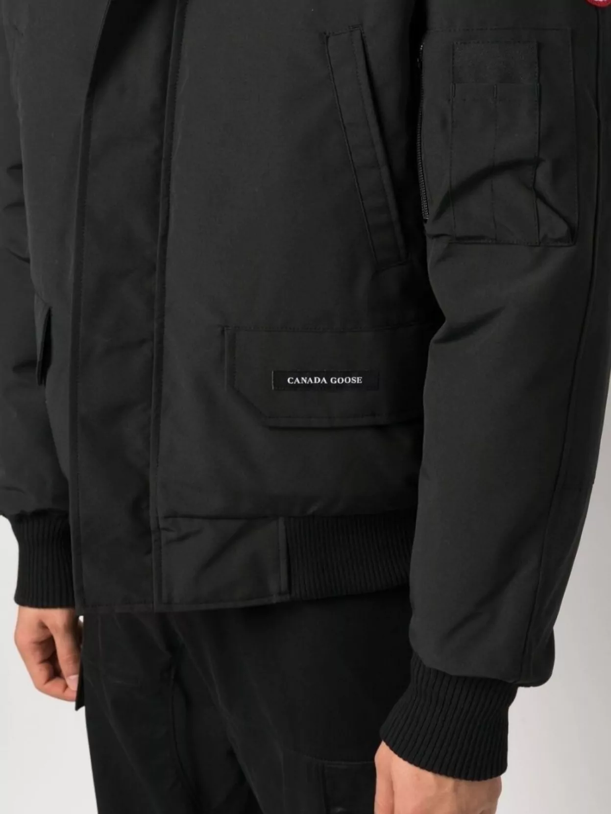 Canada Goose Hooded Bomber Jacket Featuring Front Pockets