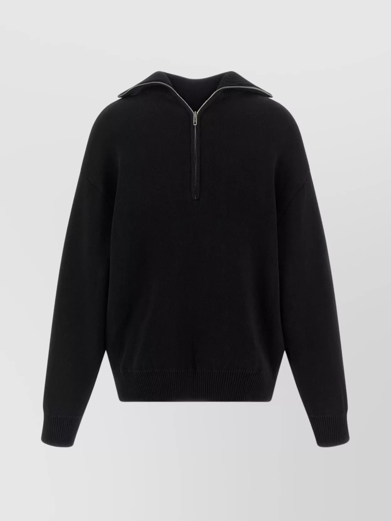 Balenciaga Reversible Sweater With High Collar And Pockets In Black