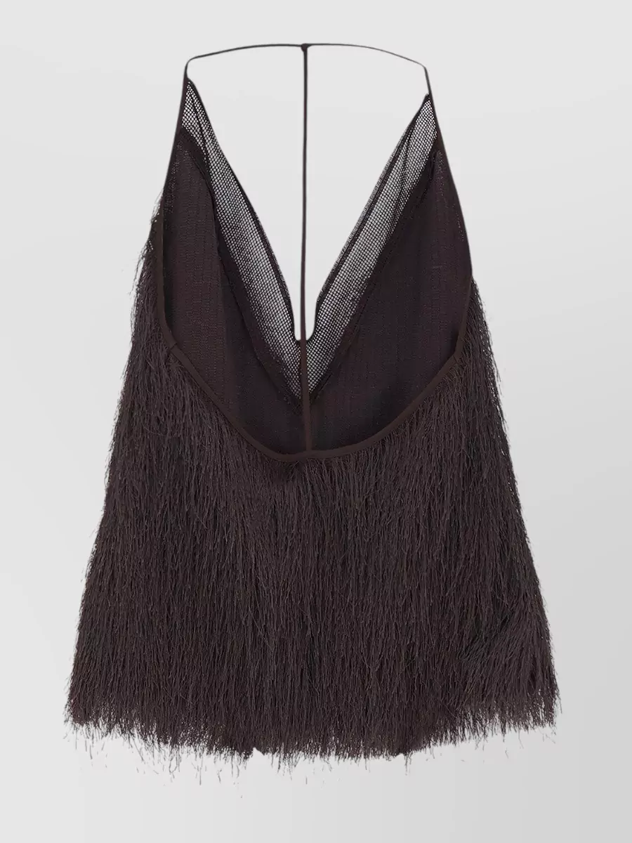 Alysi Fringed V-Neck Blouse