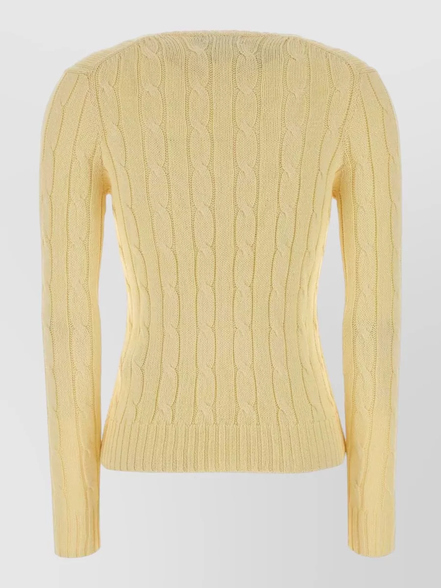 Polo Ralph Lauren Cotton Cable-Knit V-Neck Long-Sleeve Sweater