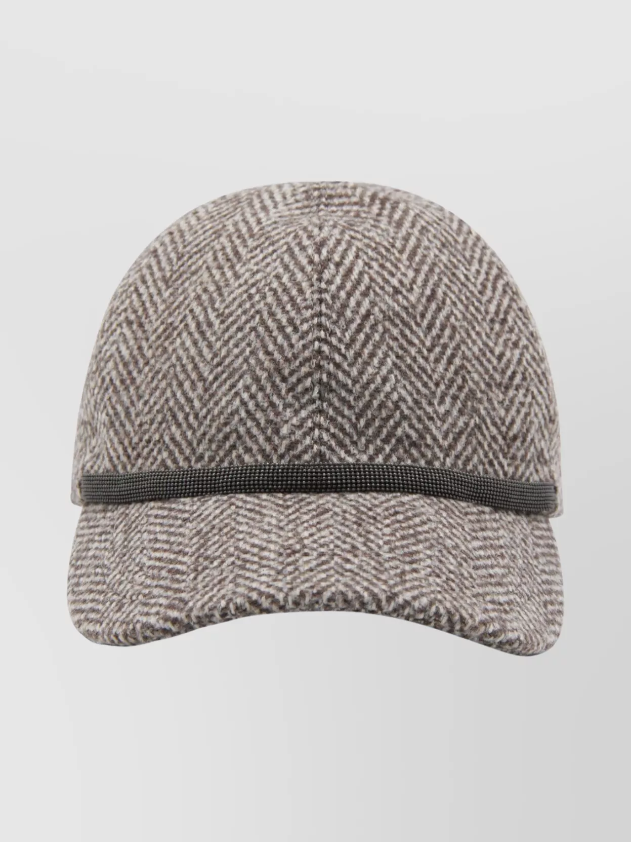 Brunello Cucinelli Herringbone Patterned Curved Brim Hat In Neutral