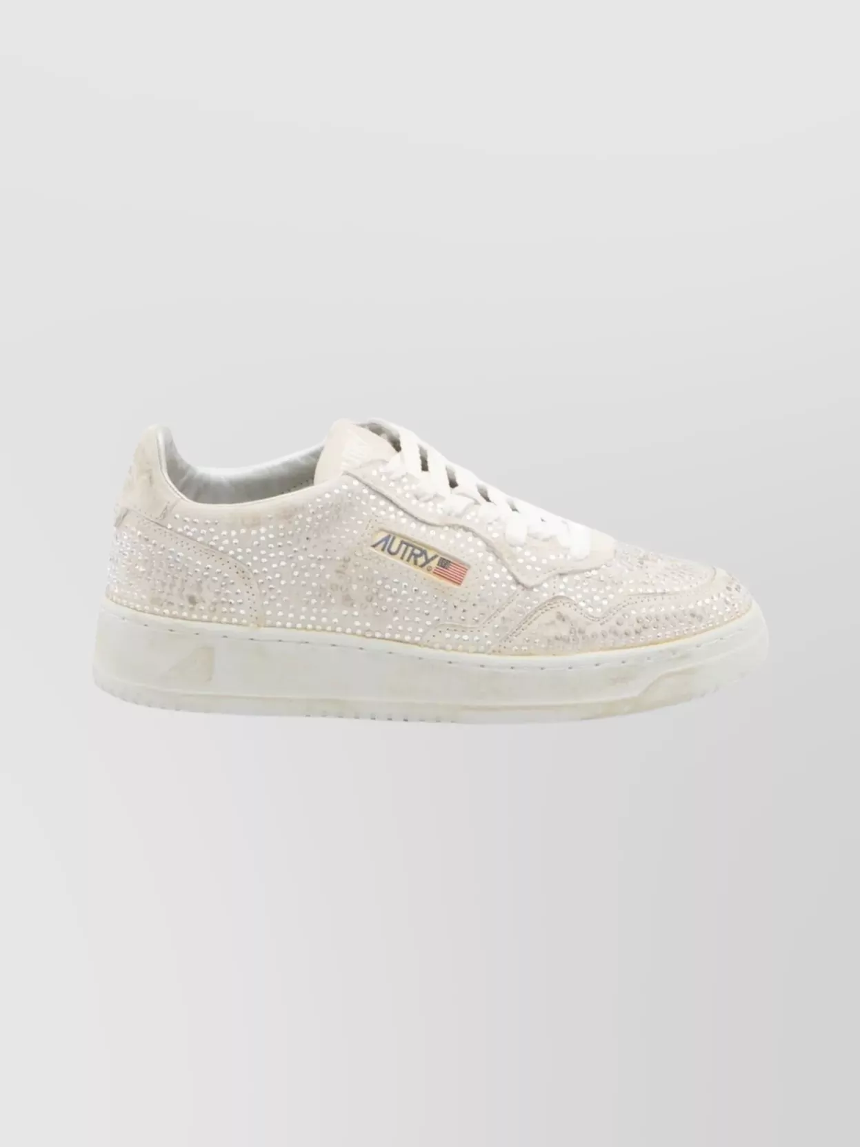 Autry Rhinestone Low Sneakers Worn Effect In Gray