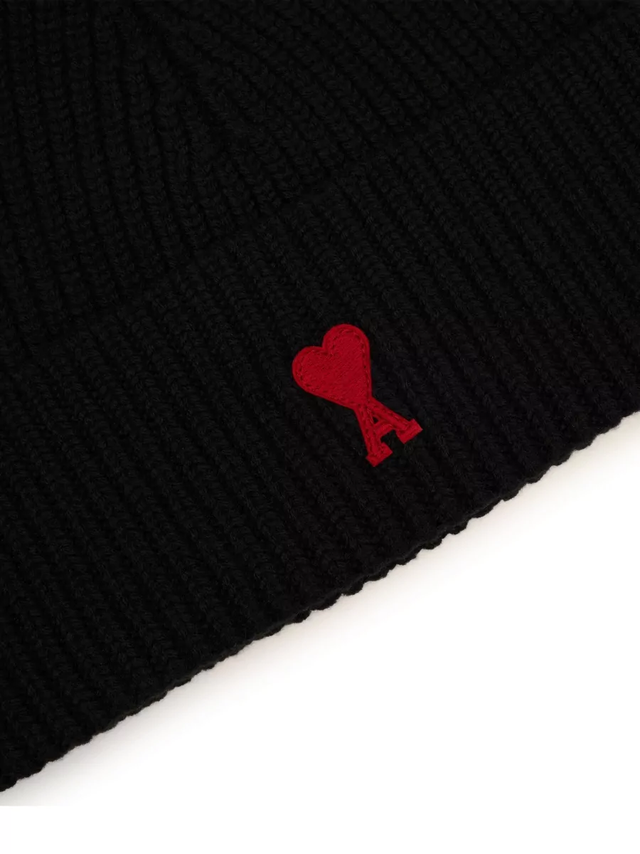 Ami Paris Ribbed Merino Wool Beanie
