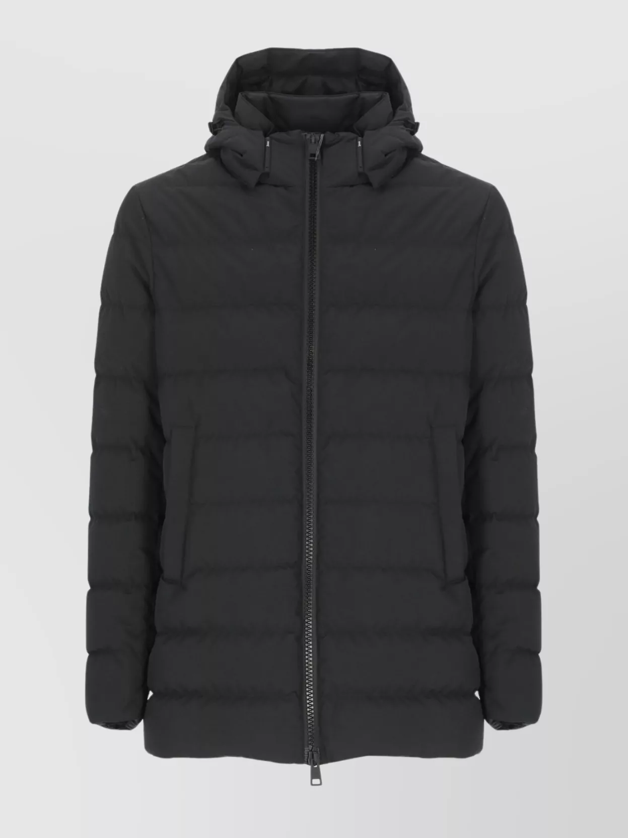 Herno Quilted Down Jacket With Adjustable Hood And Buttoned Pockets In Black