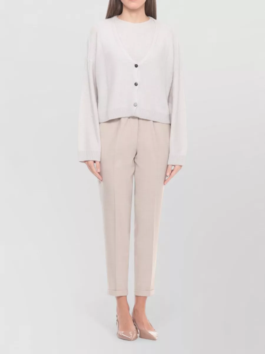 Antonelli Firenze Alpaca V-Neck Long-Sleeve Ribbed Cardigan