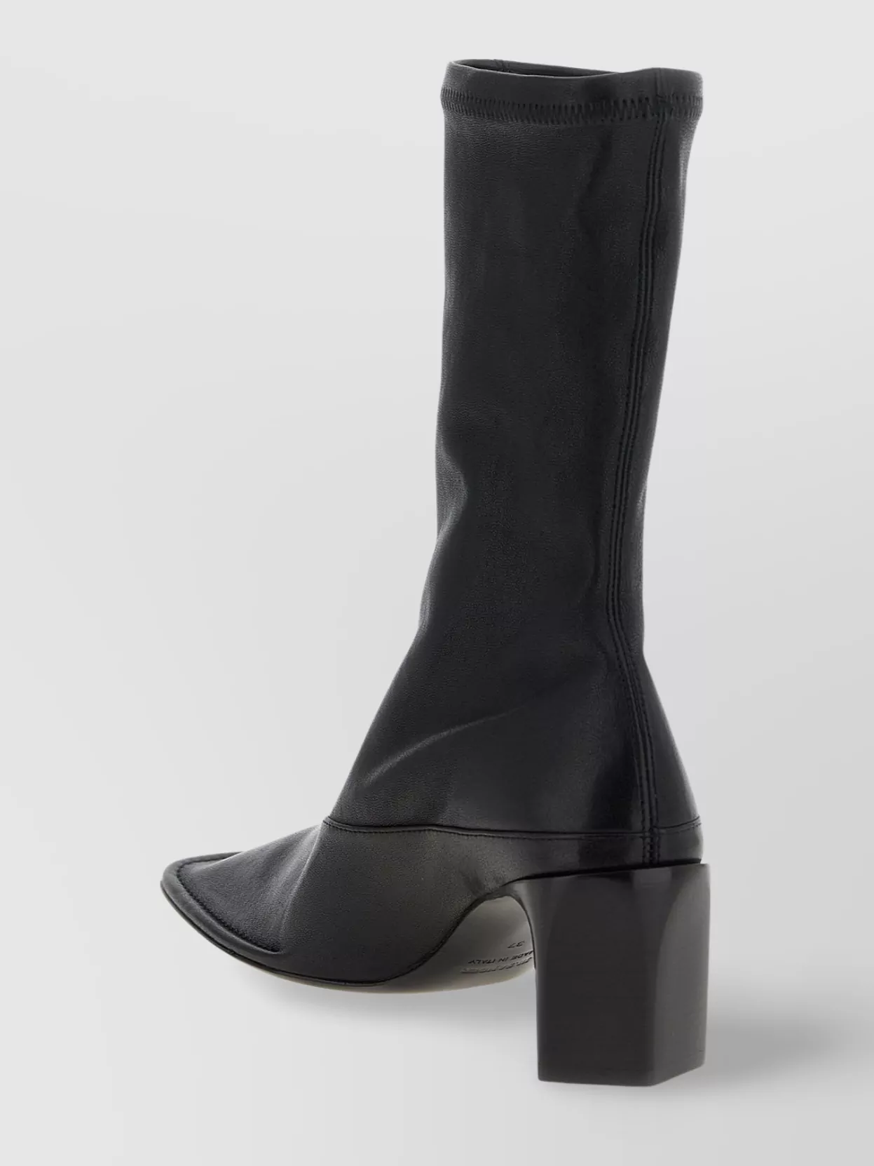 Jil Sander Square Toe Ankle Boots With Block Heel