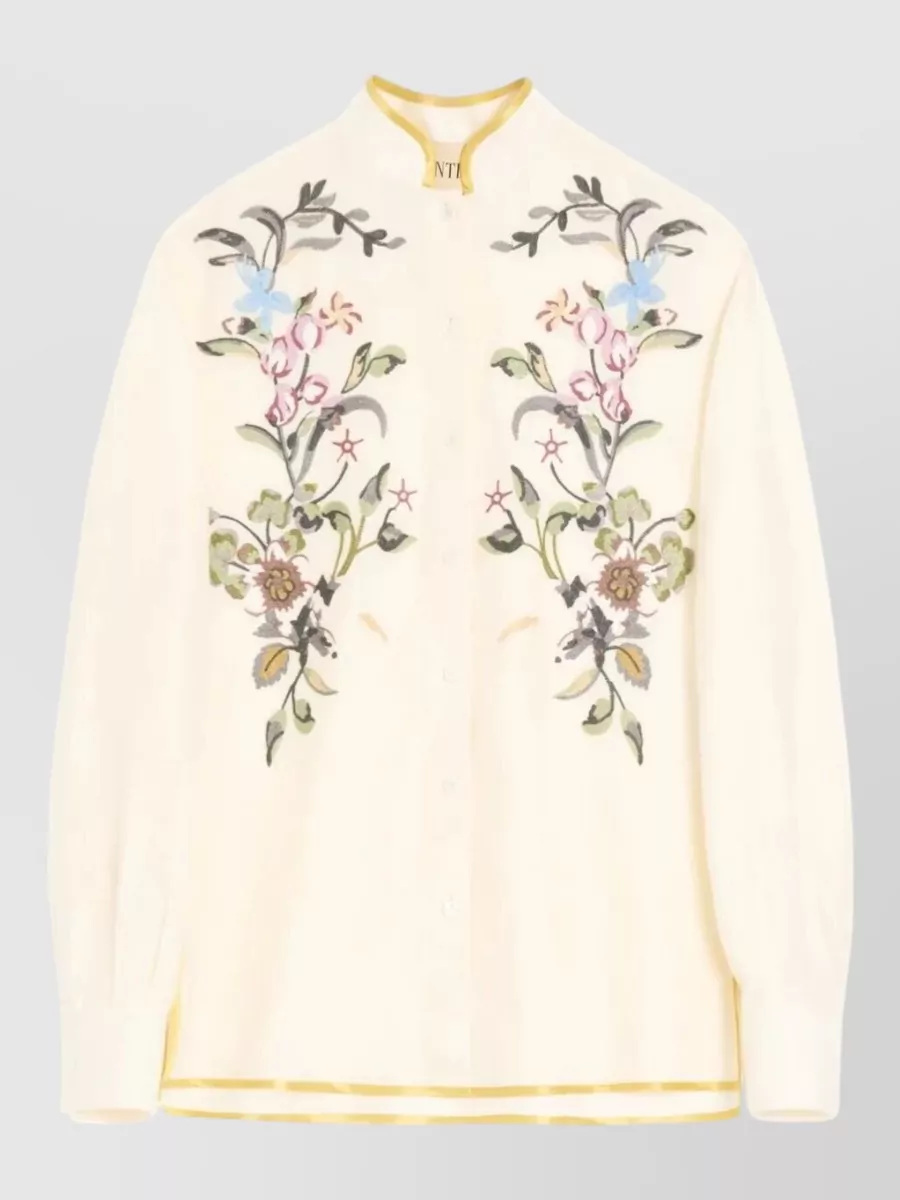 Valentino Garavani Linen floral-embroidered shirt