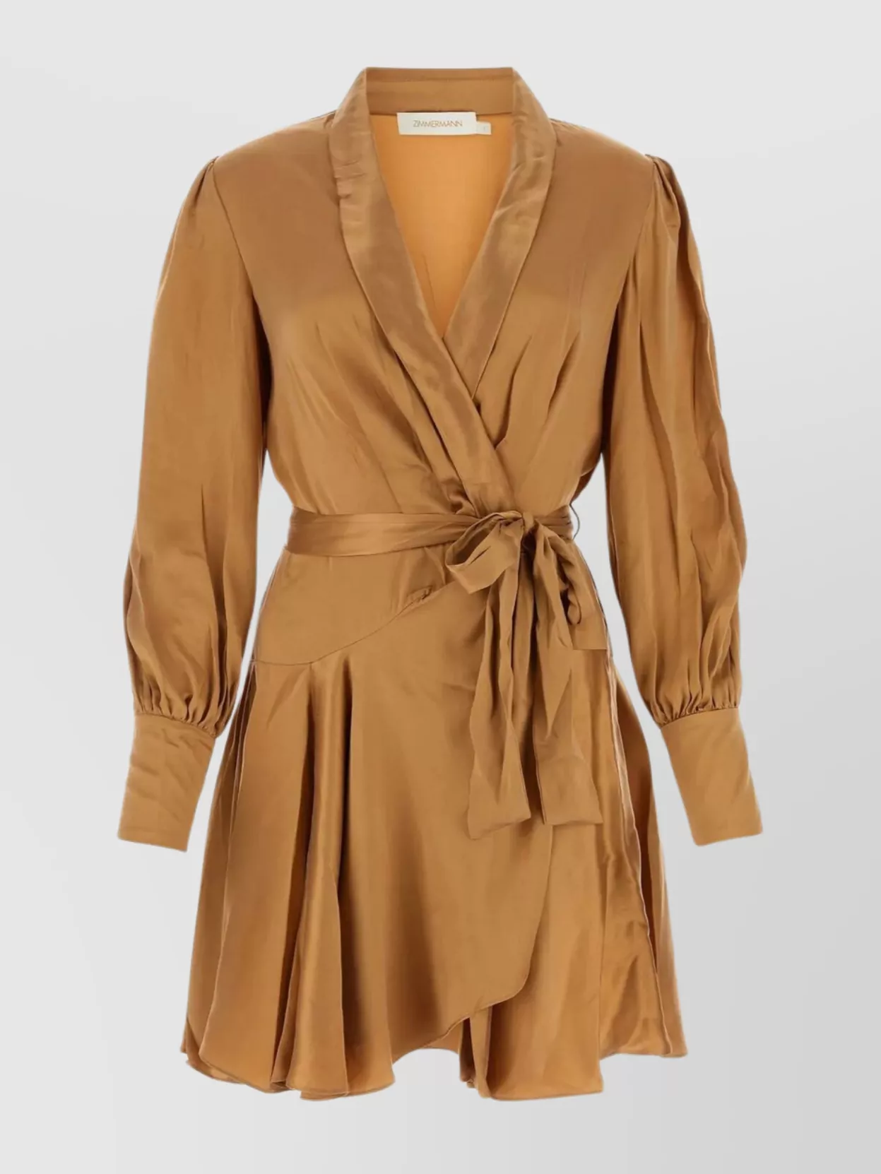 Shop Zimmermann Silk Bishop Sleeve Dress In Brown