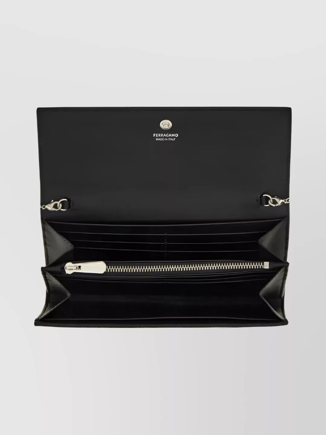 Ferragamo Gancini Zebra-print Leather Wallet On Chain