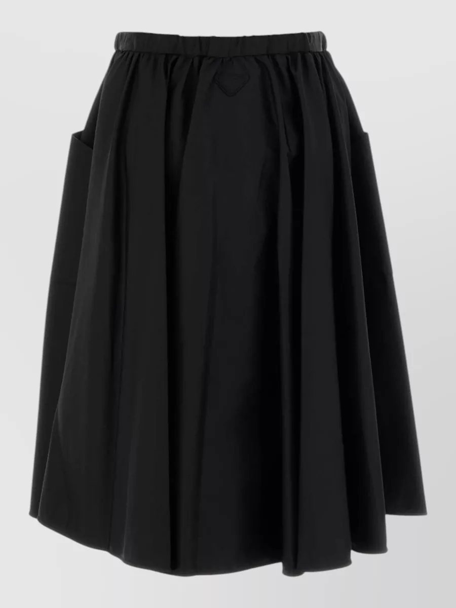 Prada Re Nylon Skirt Belt Loops Flared Pockets In Black