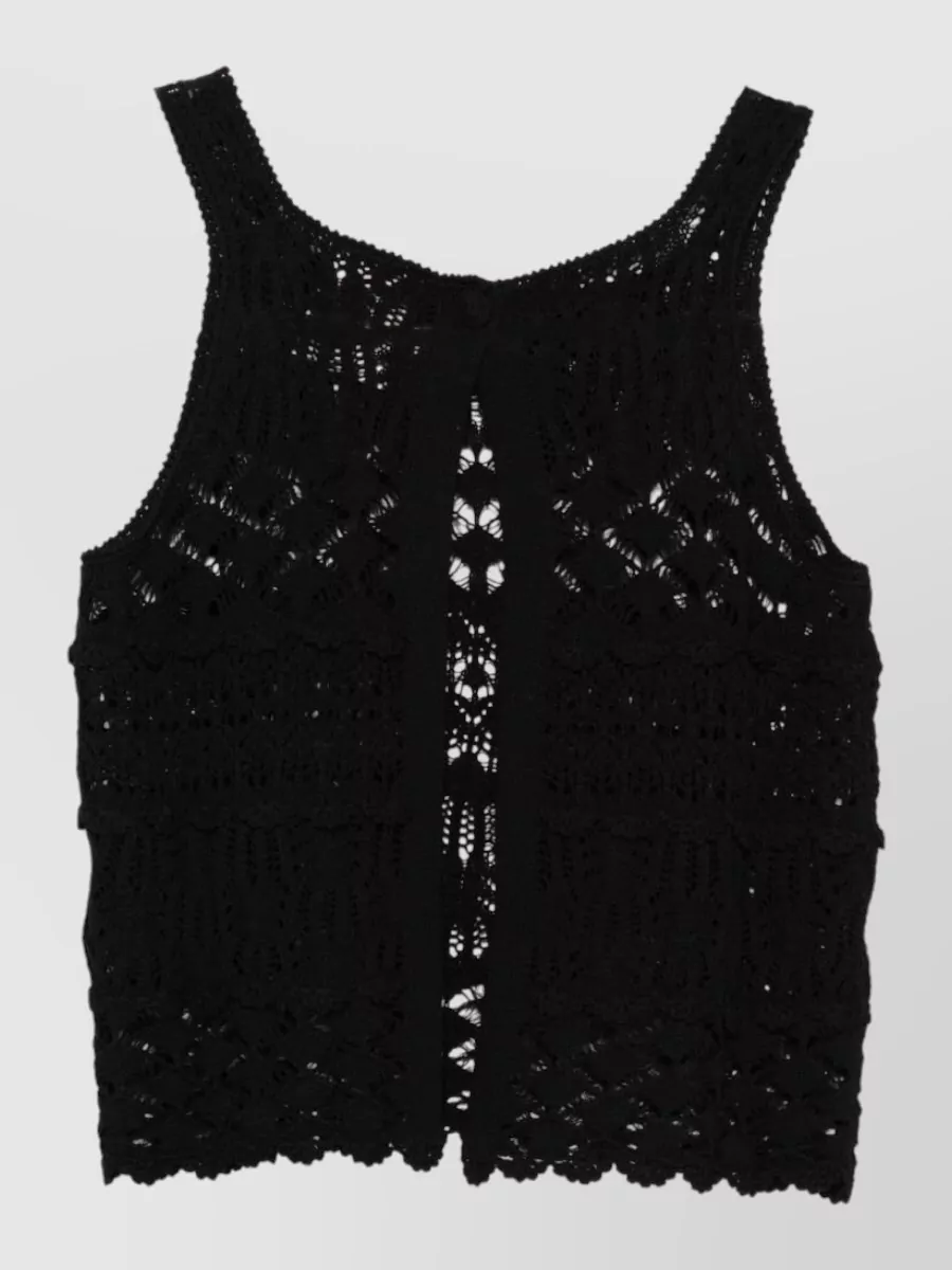 Semicouture Lace Trim Sleeveless Cotton Tank Top