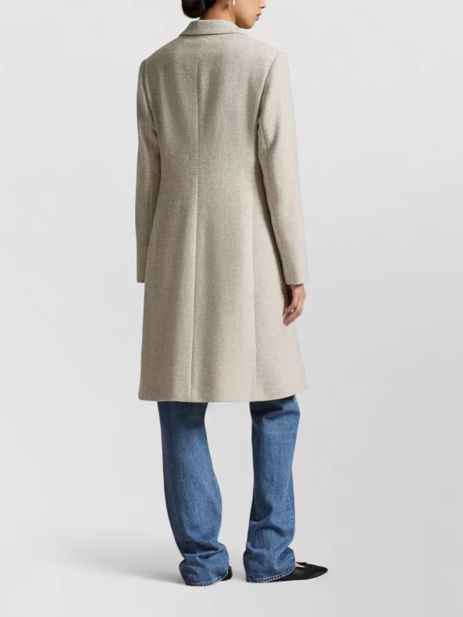 Ralph Lauren Logo Wool Coat Featuring Flap Pockets