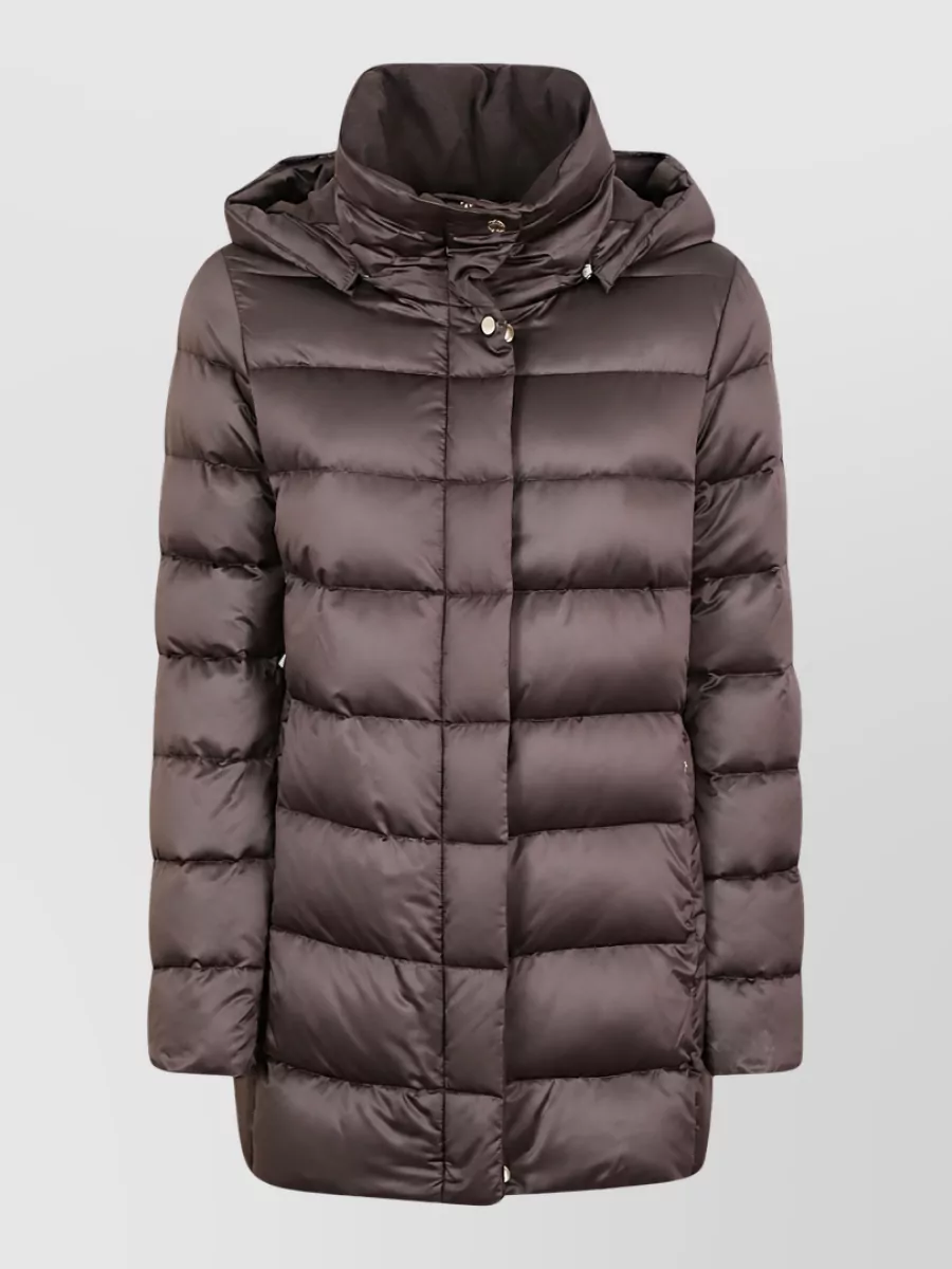 Moorer silk blend longline quilted hooded puffer jacket