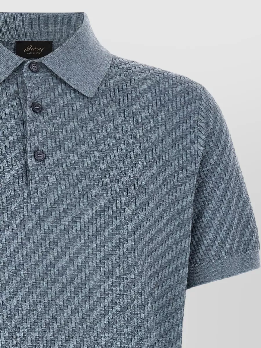 Brioni Silk Cashmere Short-Sleeve Polo Shirt