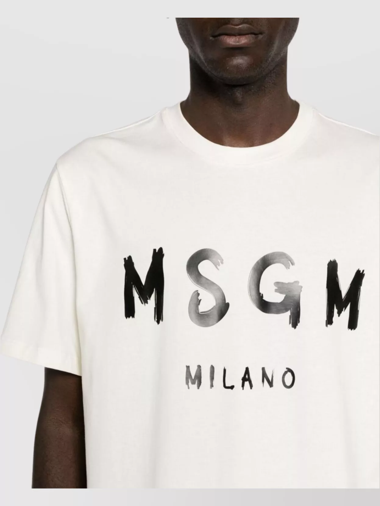 Msgm Crew Neck Cotton Jersey Texture T-Shirt