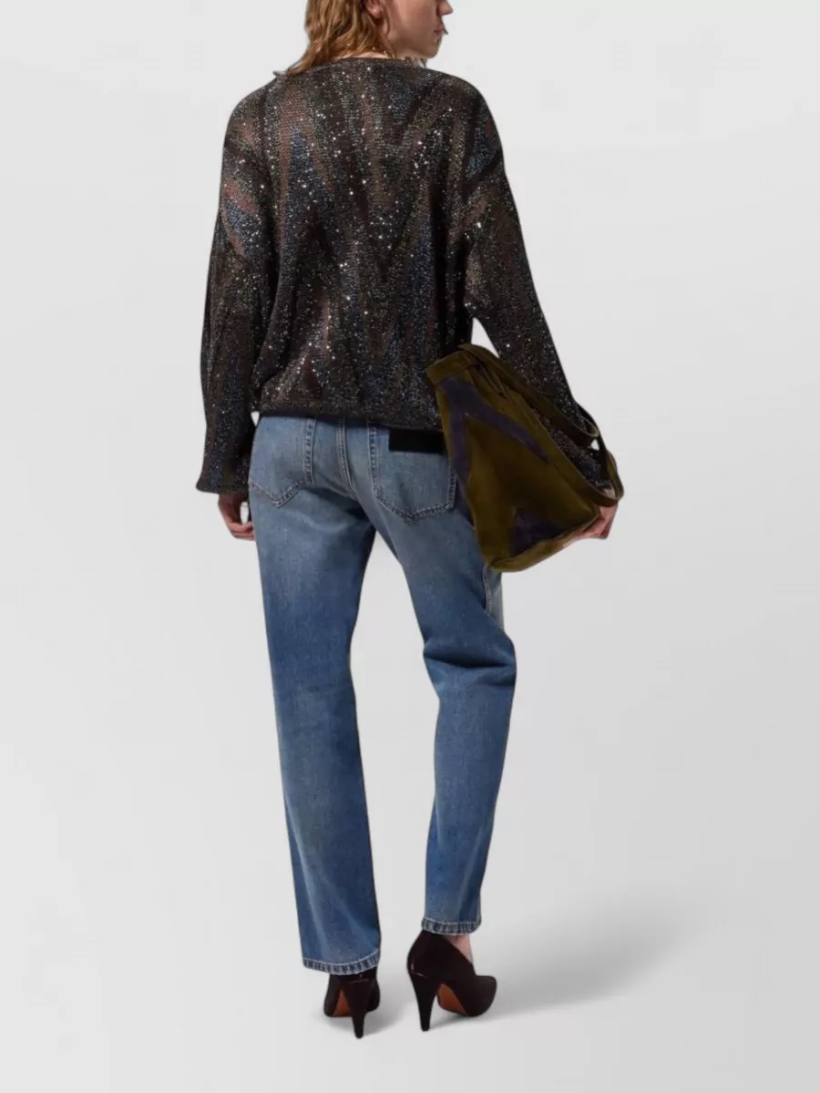 Missoni Metallic Zigzag Knit V-Neck Long-Sleeve Cardigan