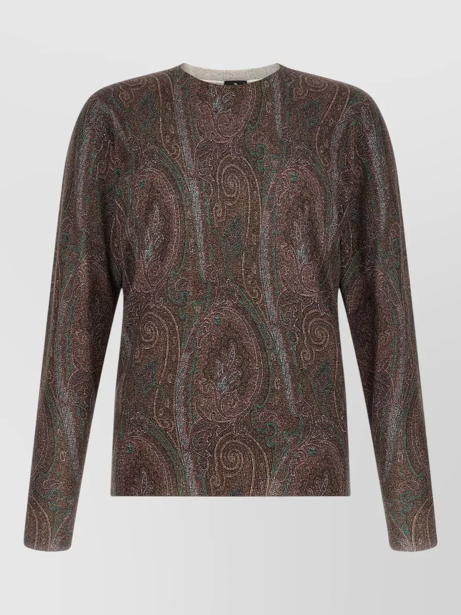 Etro silk cashmere paisley crewneck sweater