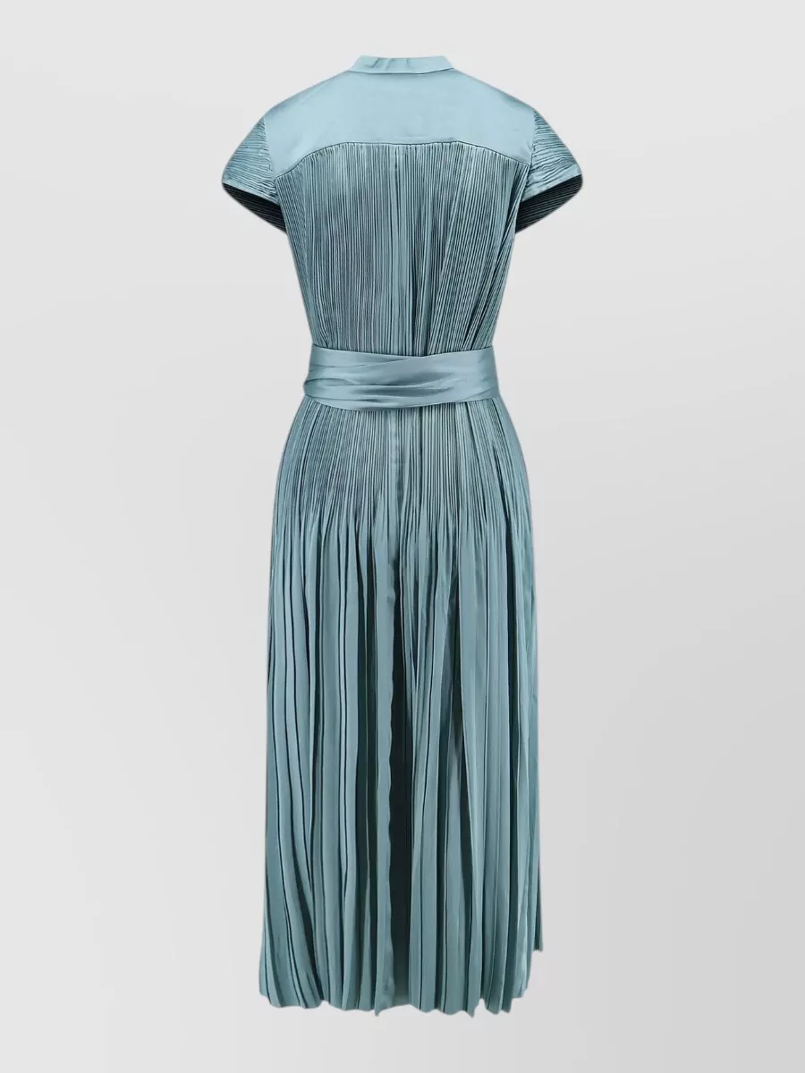 Joseph Pleated Sleeveless Satin Midi Dress