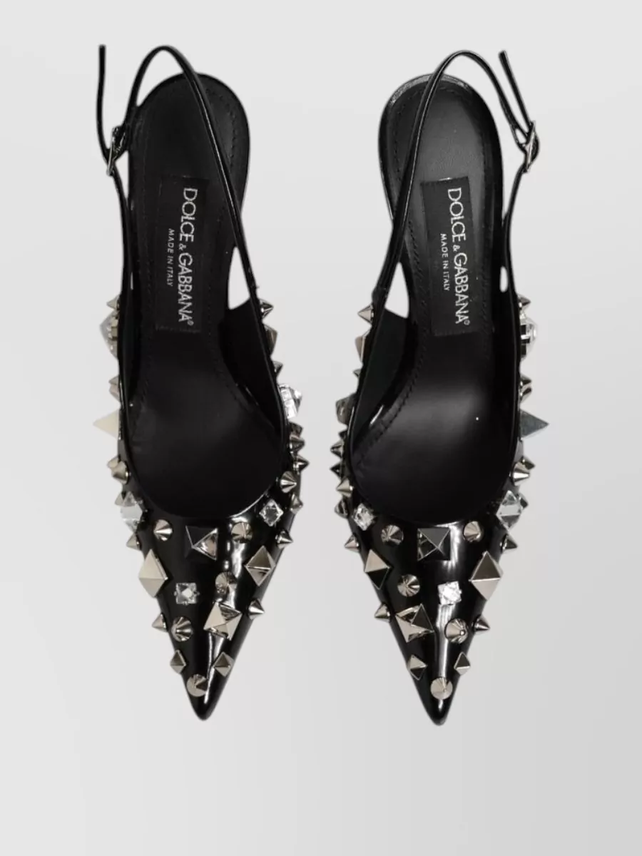 Dolce&Gabbana Studded Leather Slingback Pumps