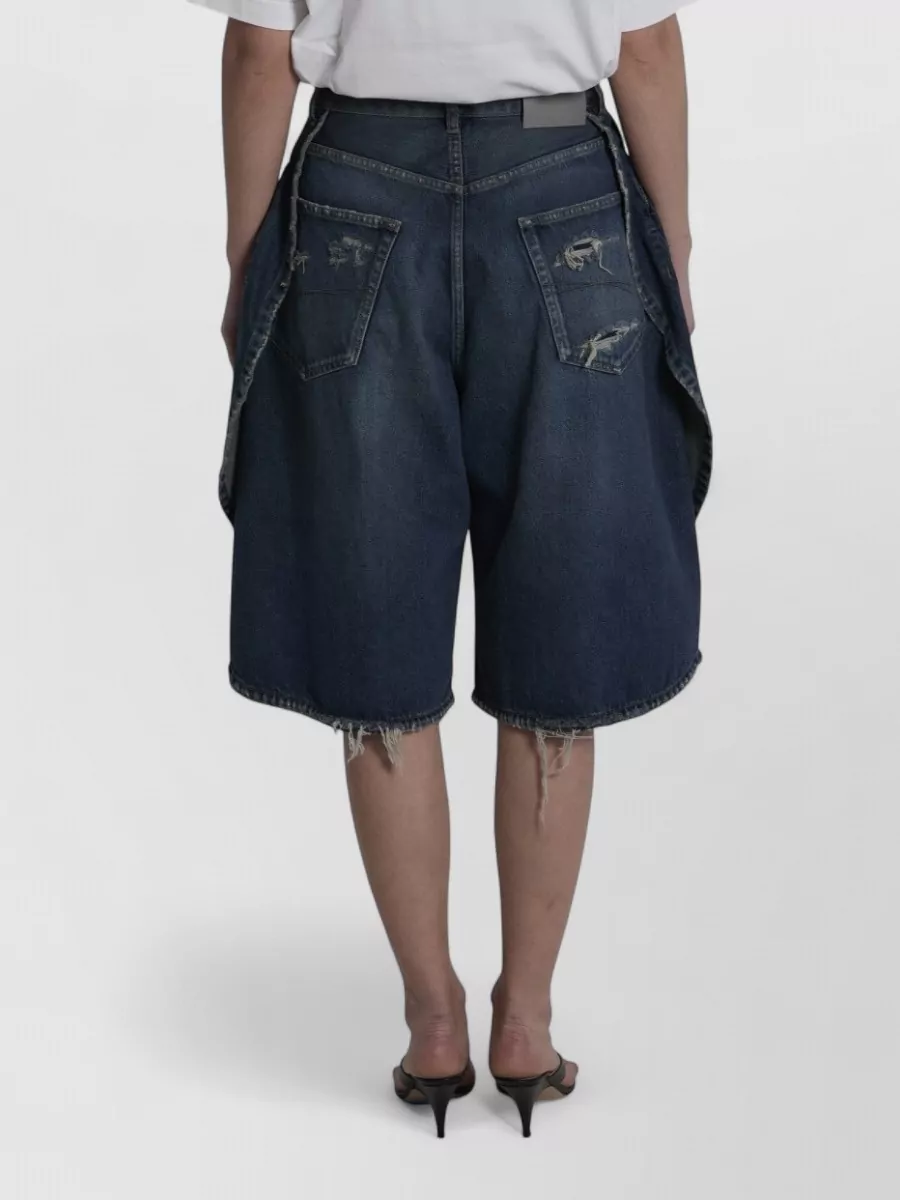 Balenciaga Denim Distressed Regular-Fit Knee-Length Shorts