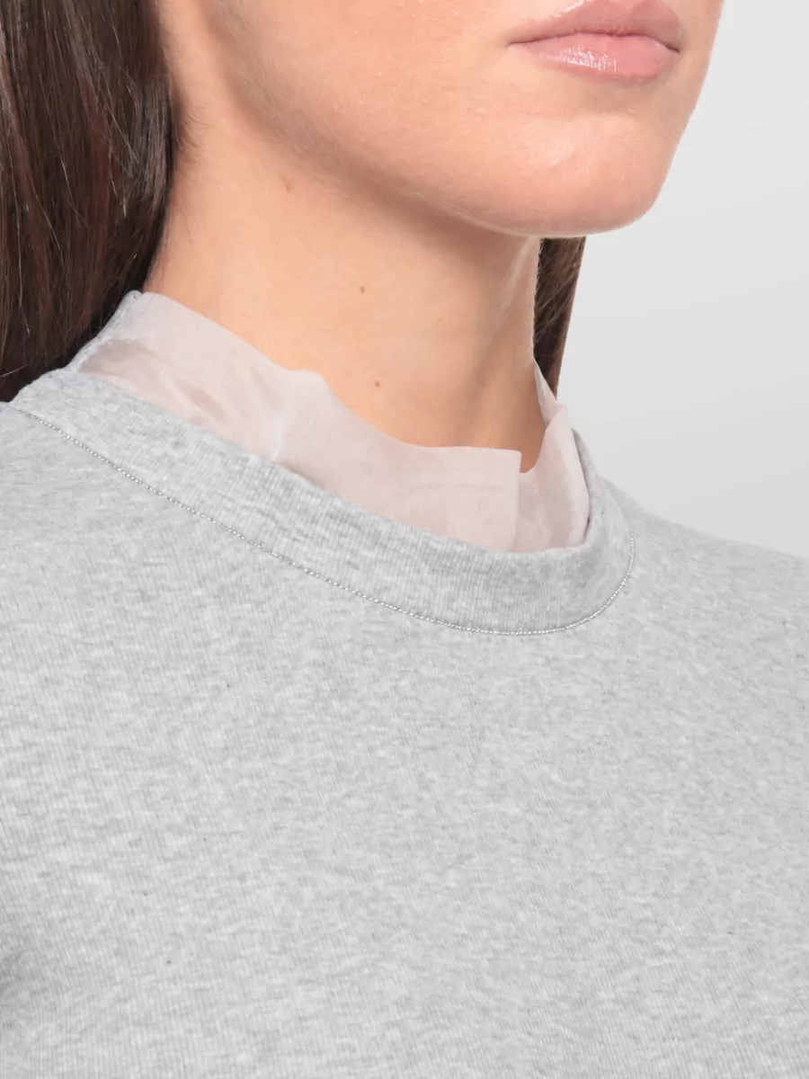 Panicale Silk Trim Short-Sleeve Cotton T-Shirt