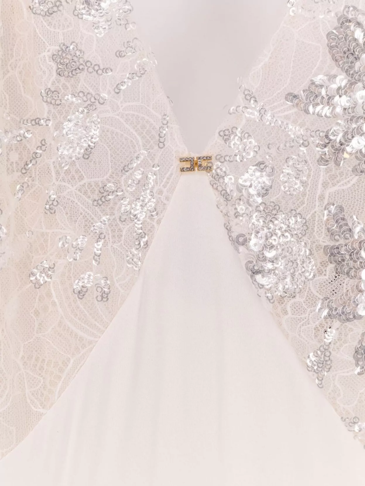 Elisabetta Franchi Silk Georgette And Lace Dress For Special Events
