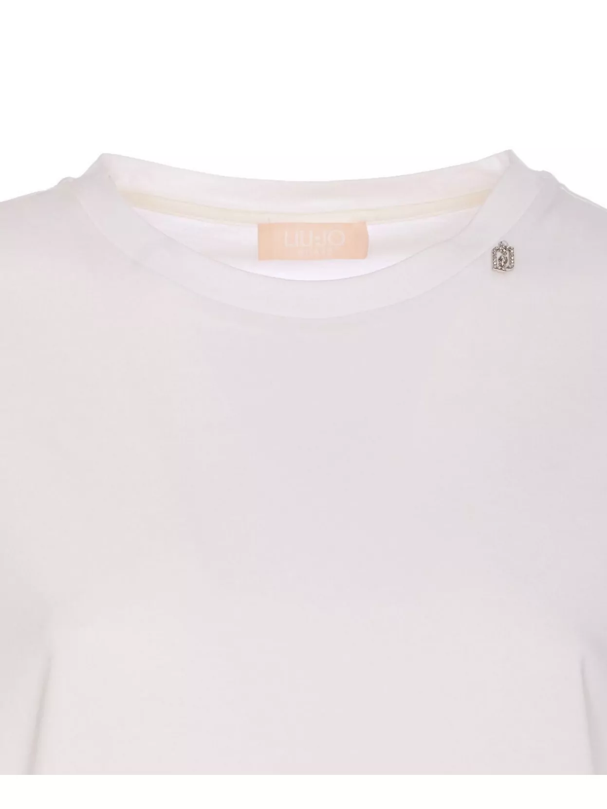 Liu •jo Crewneck Cold Shoulder T-shirt With Pearl Embellishments