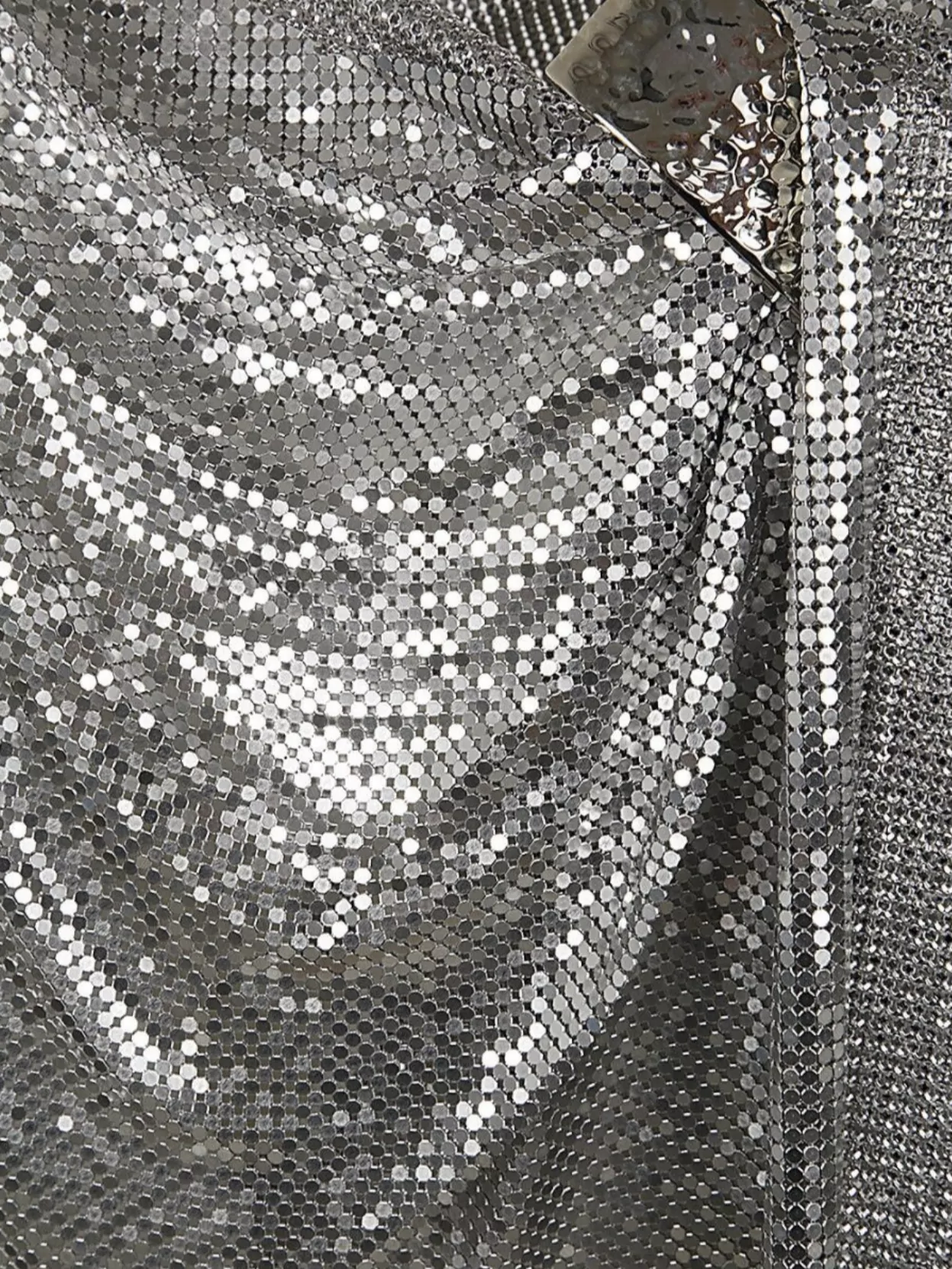 Paco Rabanne Mesh Draped Maxi Sequin Dress